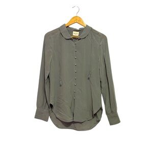 Wrap London 100% Silk Button Down Blouse Career Preppy Work Wear‎ Womens 6